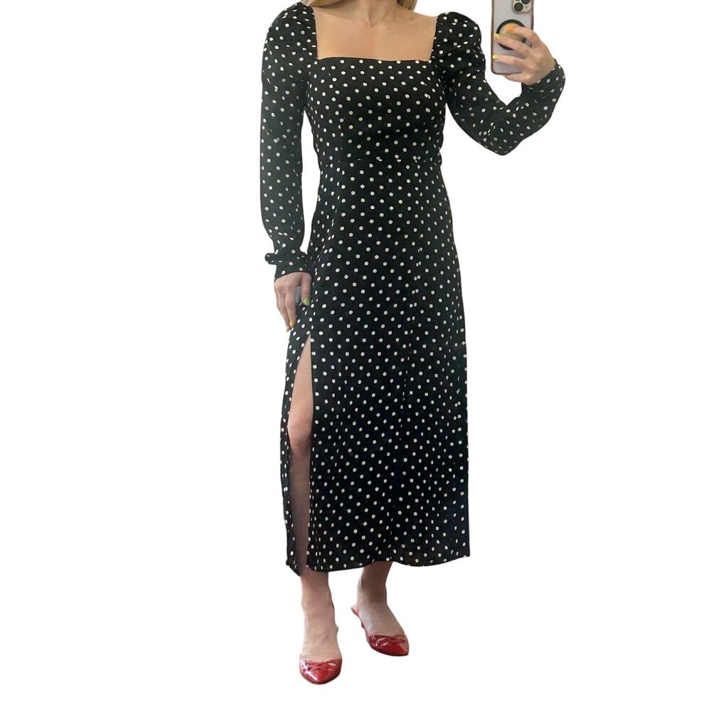 NWT Lulus Charmed and Classy Polka Dot Midi Dress XS